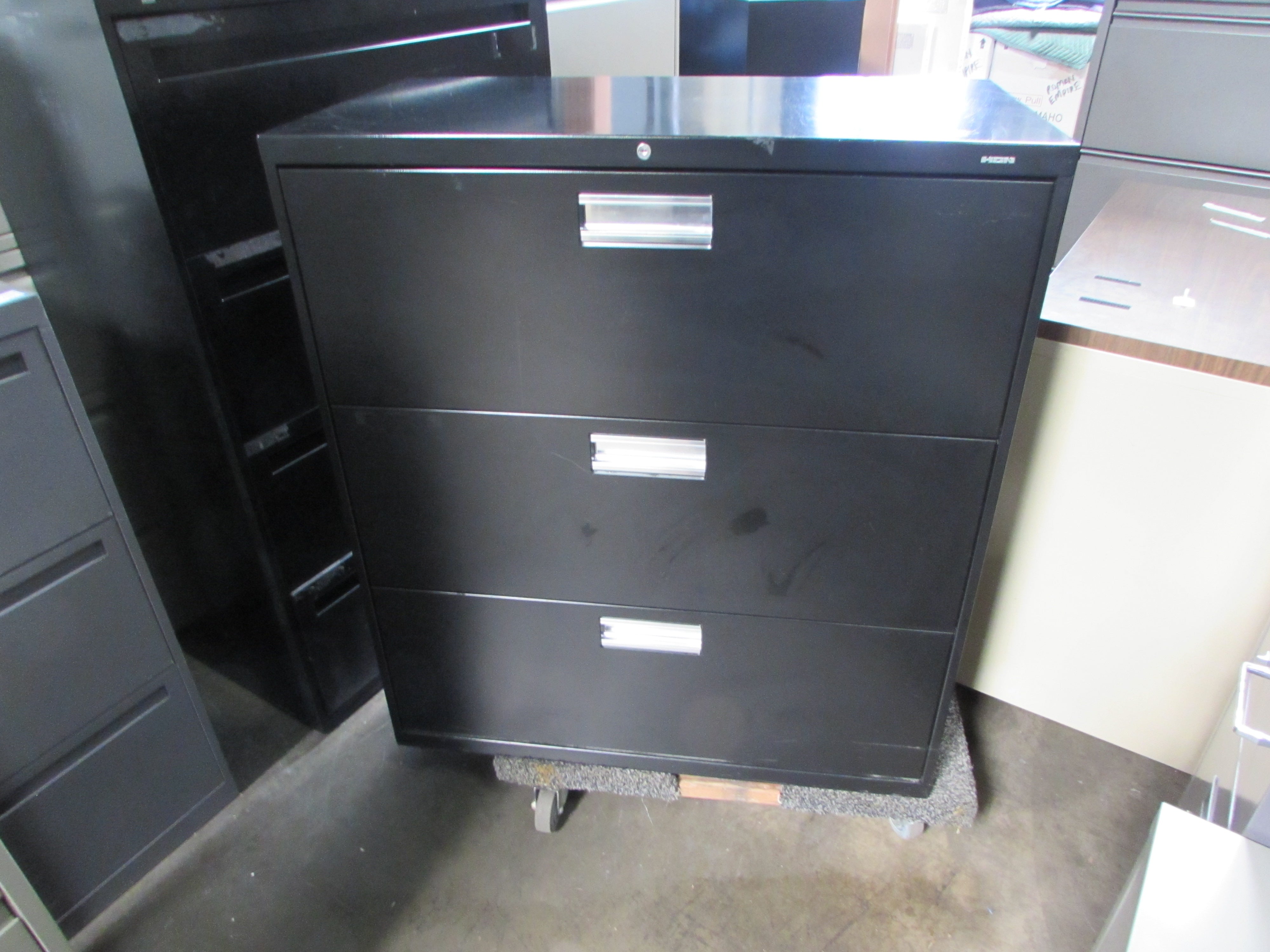 Black Hon 3 Drawer Lateral File Cabinet Recycled Office Furnishings