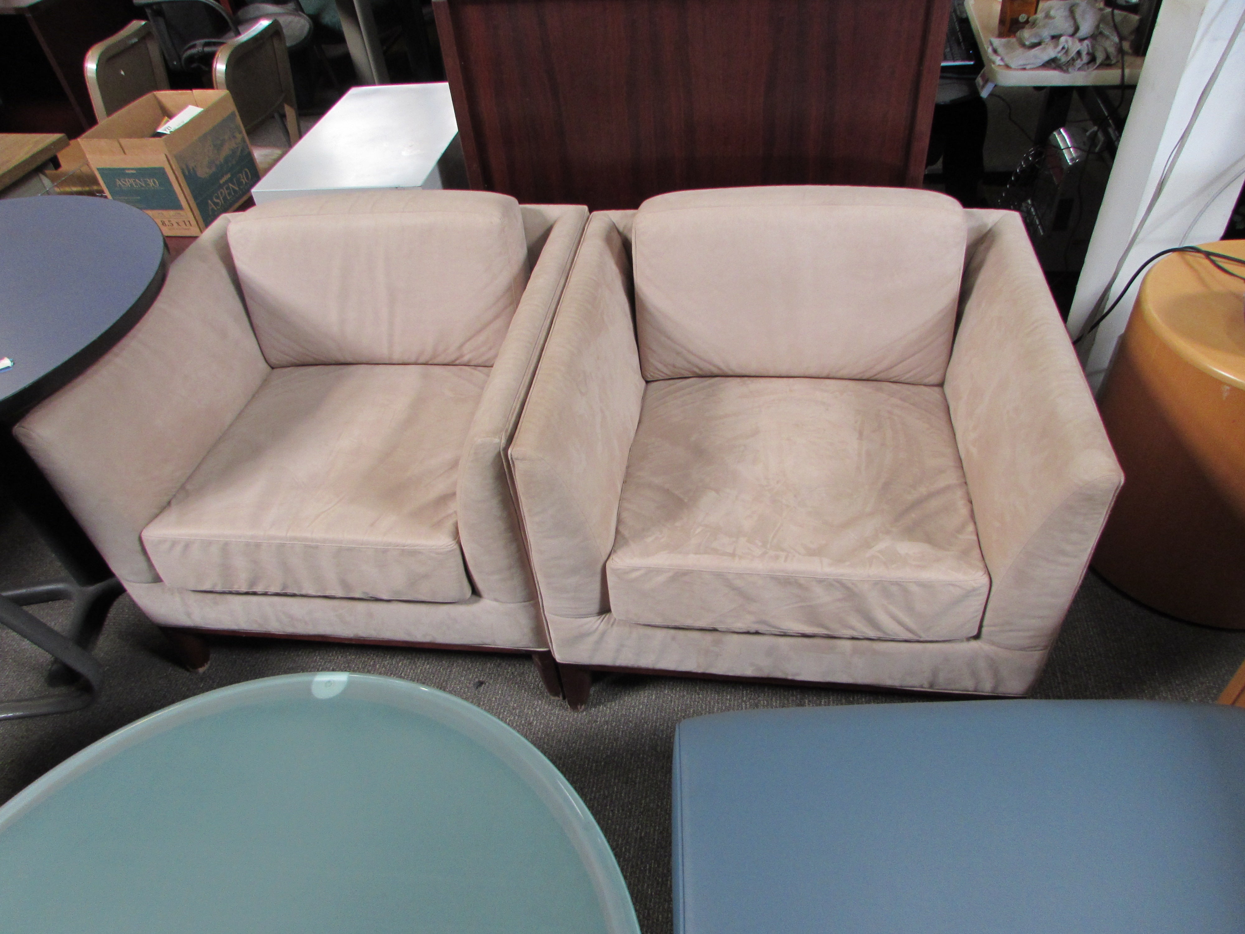 Suede Lobby Chairs By Bernhardt Recycled Office Furnishings