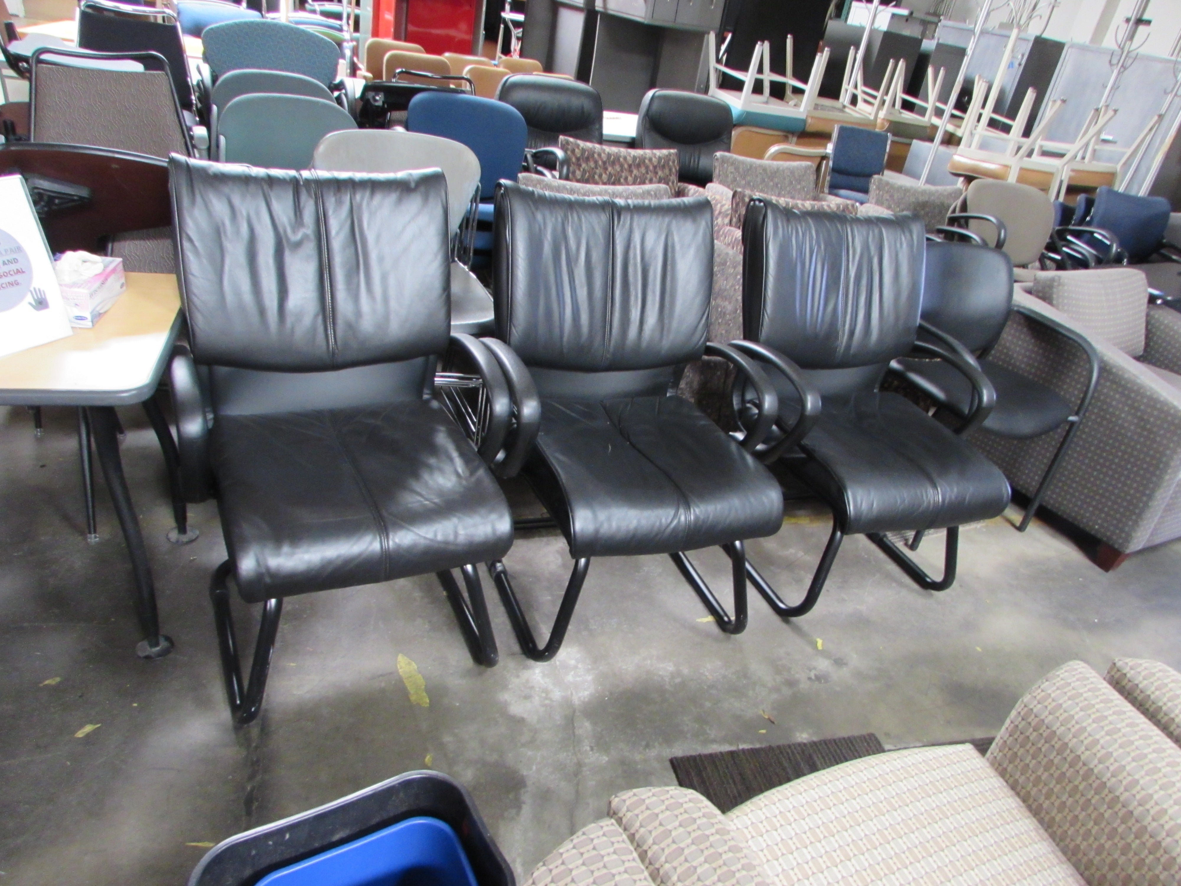 black leather guest chairs  side chairs  lobby chairs