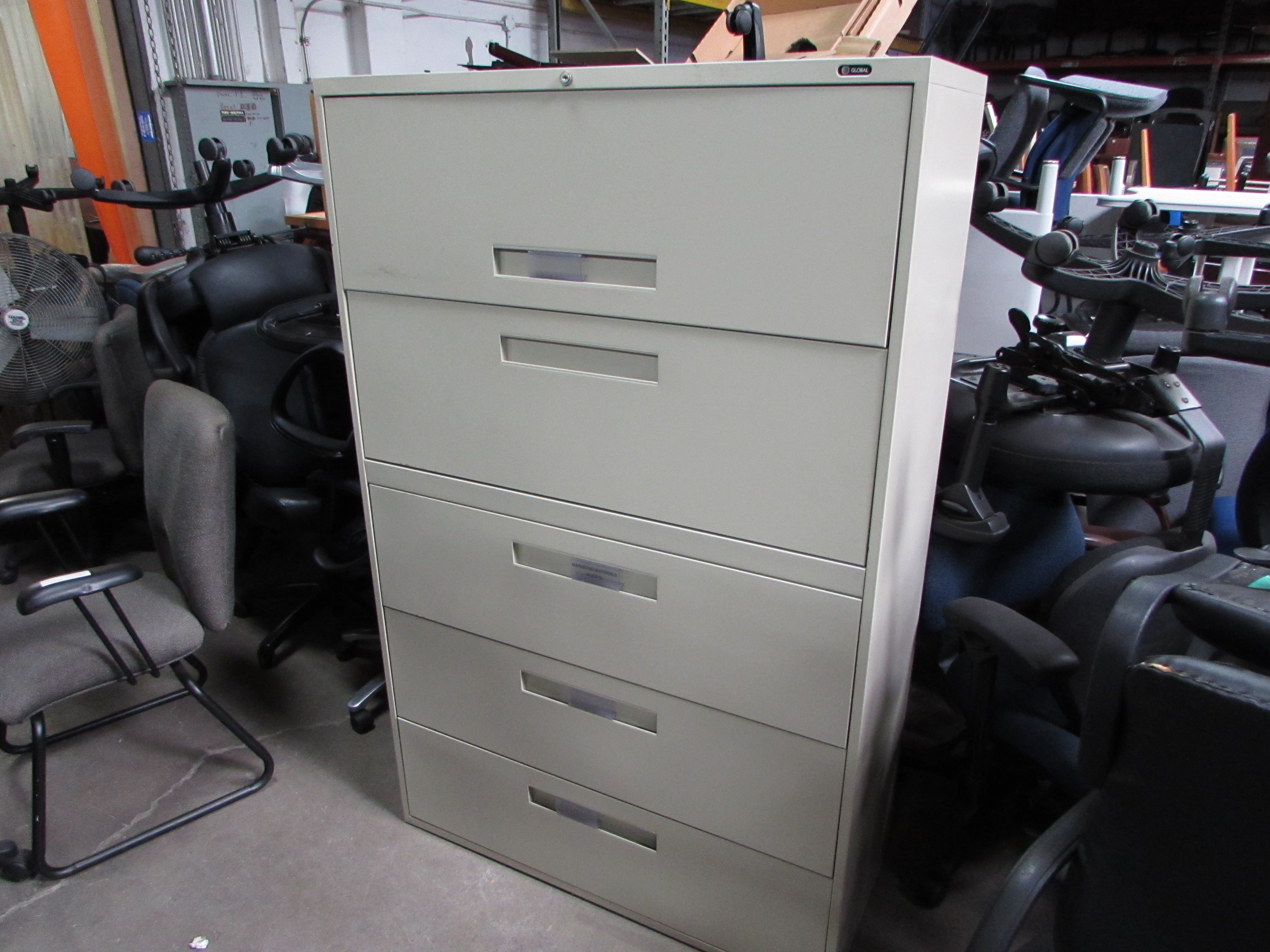 Global 5 Drawer 42 Lateral File Cabinet Recycled Office Furnishings