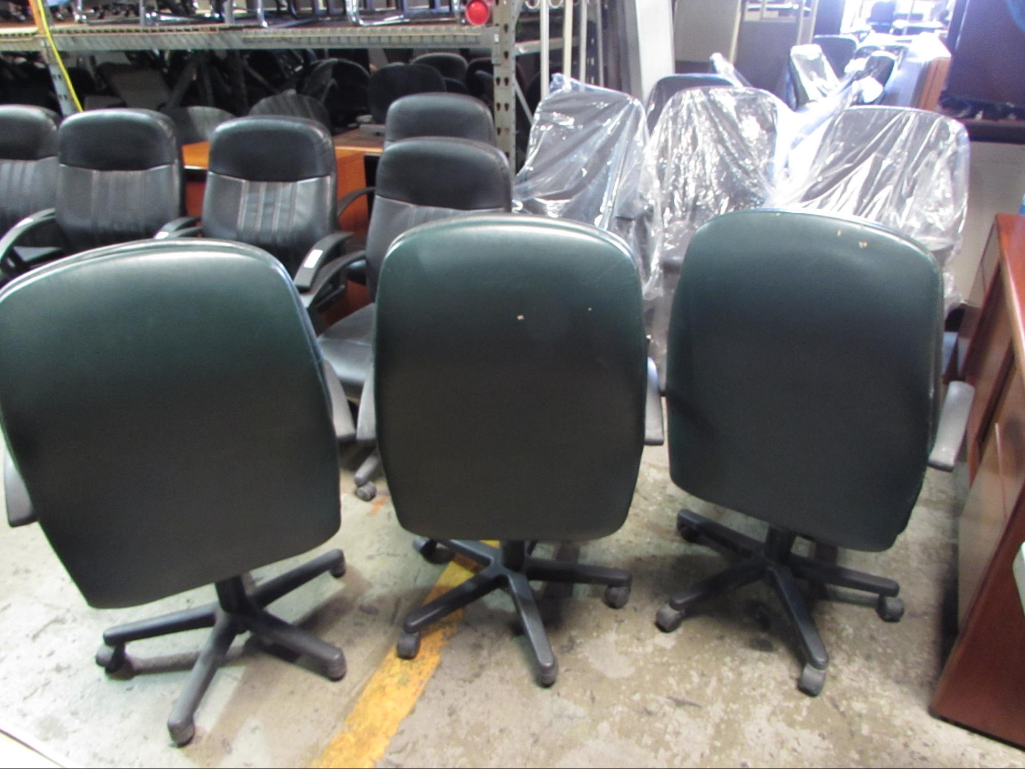 green leather high back used office chairs