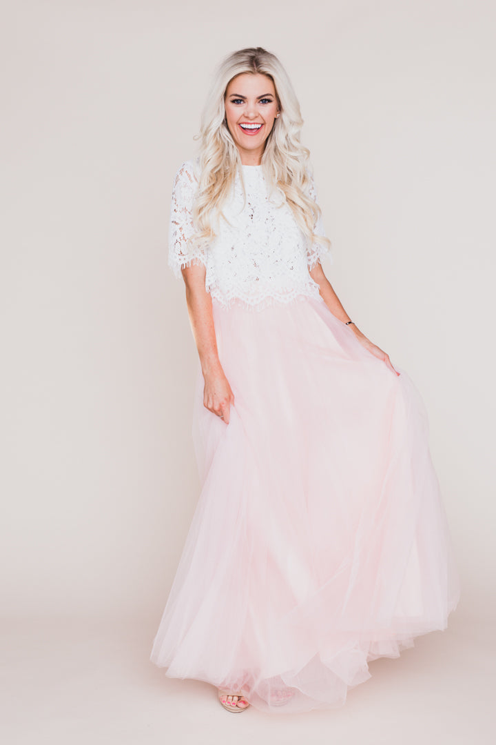 blush tulle maxi skirt