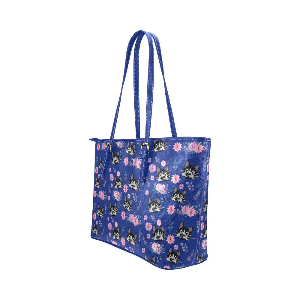 Rollie and Flowers Leather Tote Bag/Small-Kucicat