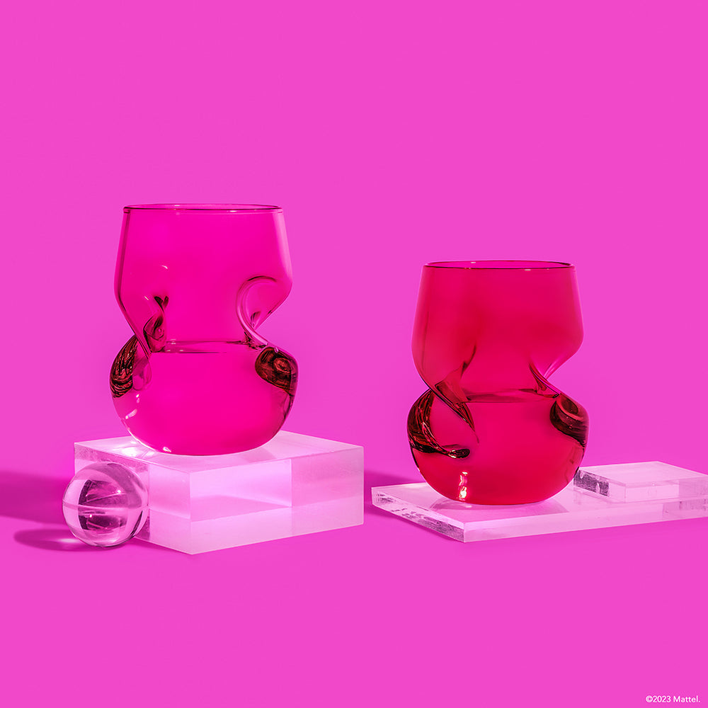 RARE Barbie X Dragon Glassware 2 Martini Pink & Magenta