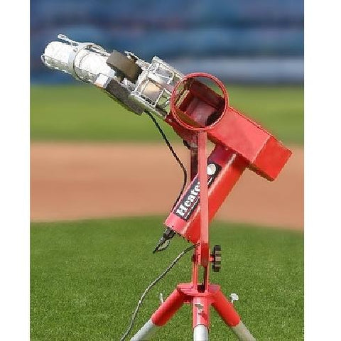 Heater Pro Real Curveball Pitching Machine With Auto Ballfeeder Pivot Head Front View