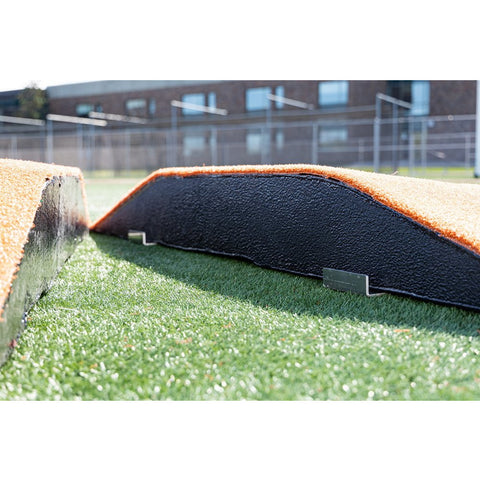 PortoLite Two-Piece 10" Portable Pitching Mound clay split up close view