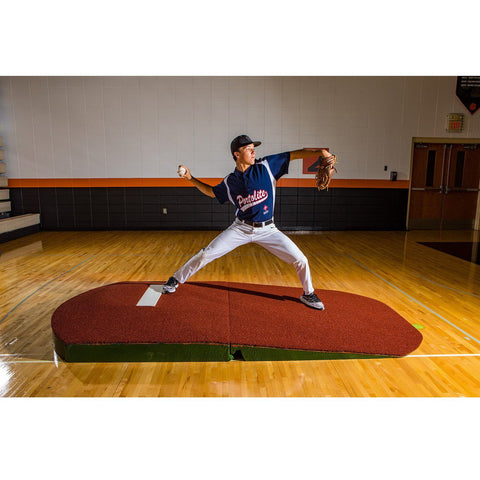 Portolite 10" Full Size 2-Piece Portable Practice Pitching Mound red indoor pitching stride