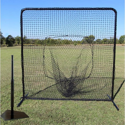 Baseball Hitting Stations The Swing Zone Sock Net Screen with Batting Tee Combo