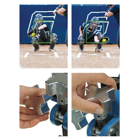 Jugs SP3 Softball Pitching Machine In Practice and Micro adjustment View