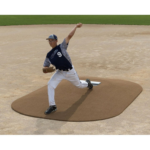 Pitch Pro 10" High School Portable Pitching Mound Front View With Player