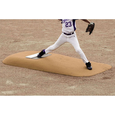 Pitch Pro 486 pitching mound in tan color with a pitcher on it