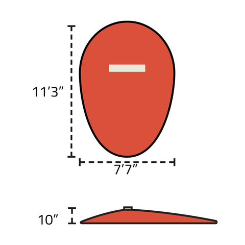 Portolite 10" Full Length Portable Pitching Mound for High School dimension