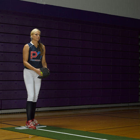 ProMounds Jennie Finch Softball Pitching Mat with Powerline Side Angle View