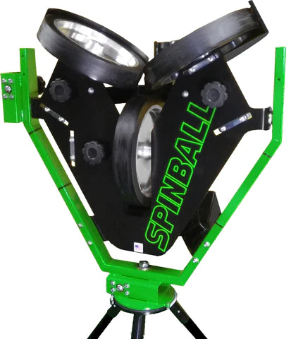 spinball 3 wheel pitching machine front view