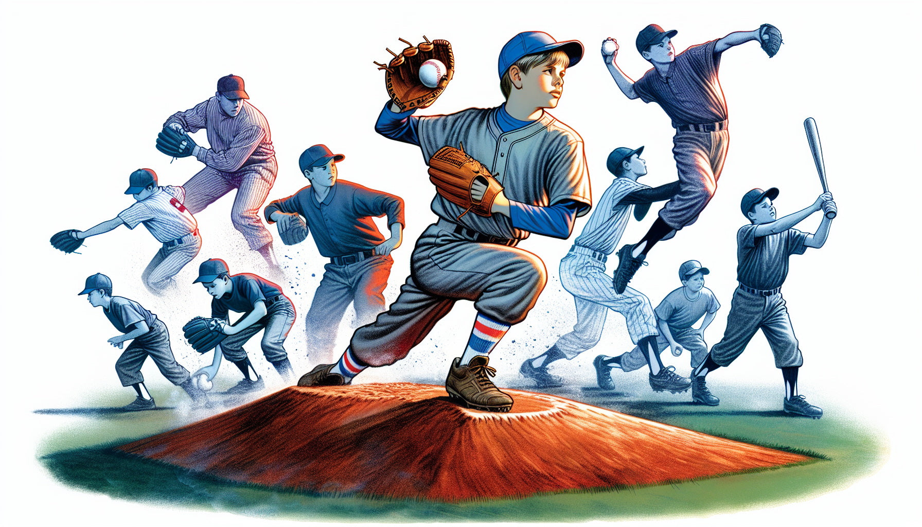 Youth baseball practice illustration