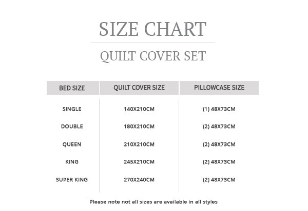 Coverlet Sizes Chart