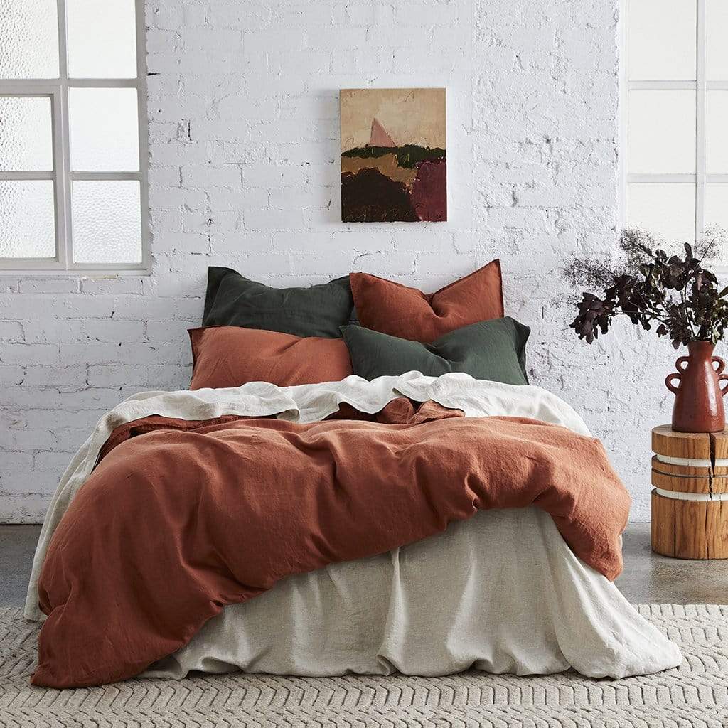 Pure European Linen Quilt Cover Set Rust Myhouse Aust Pty