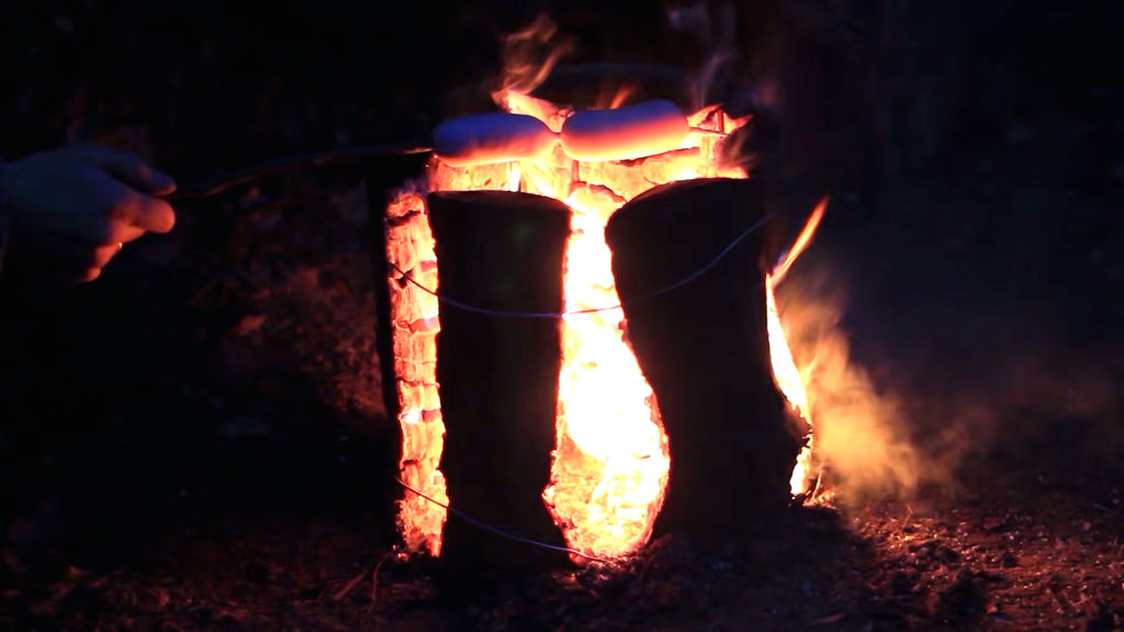 A Swedish Torch burning at night.