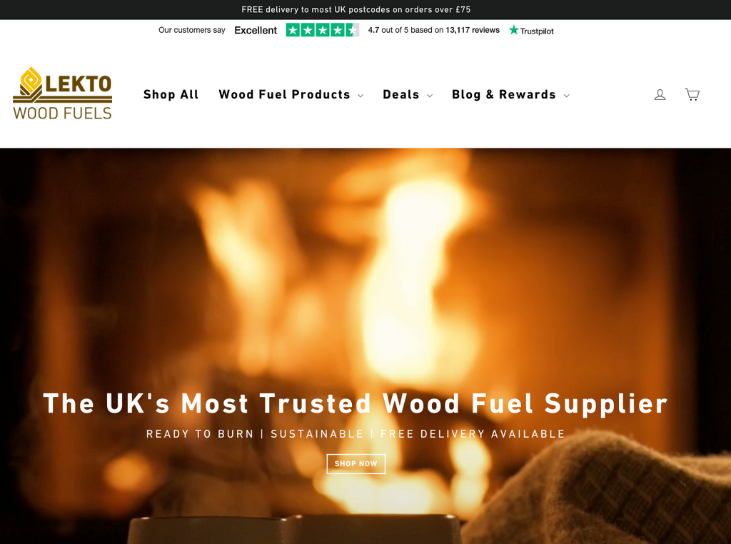 Screenshot of the lektowoodfuels.co.uk web page.