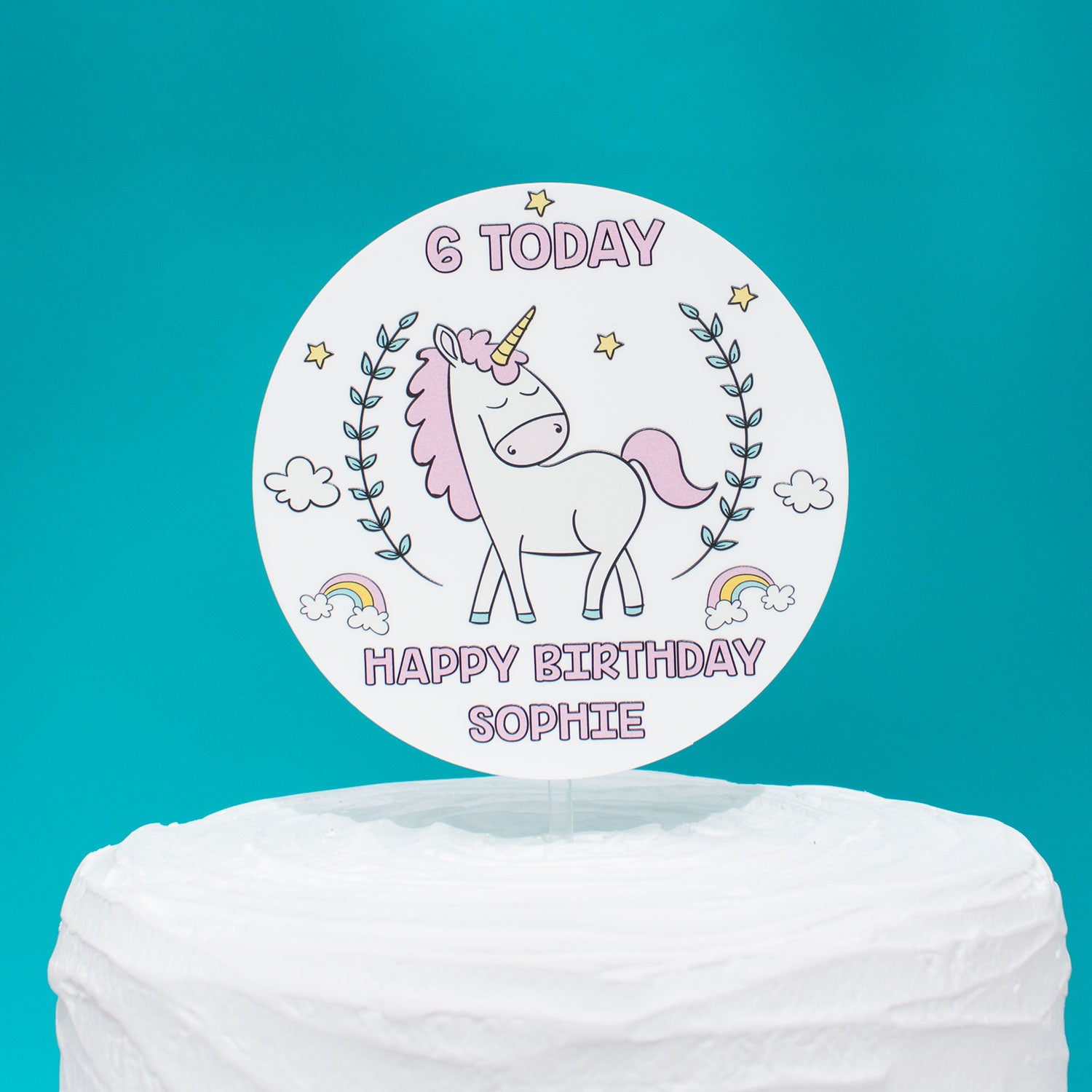 Cute Unicorn Girls Birthday Acrylic Cake Topper