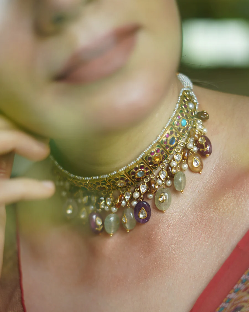 navaratna choker necklace for engagement