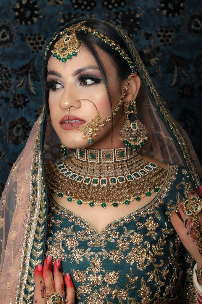 green indian wedding lehenga