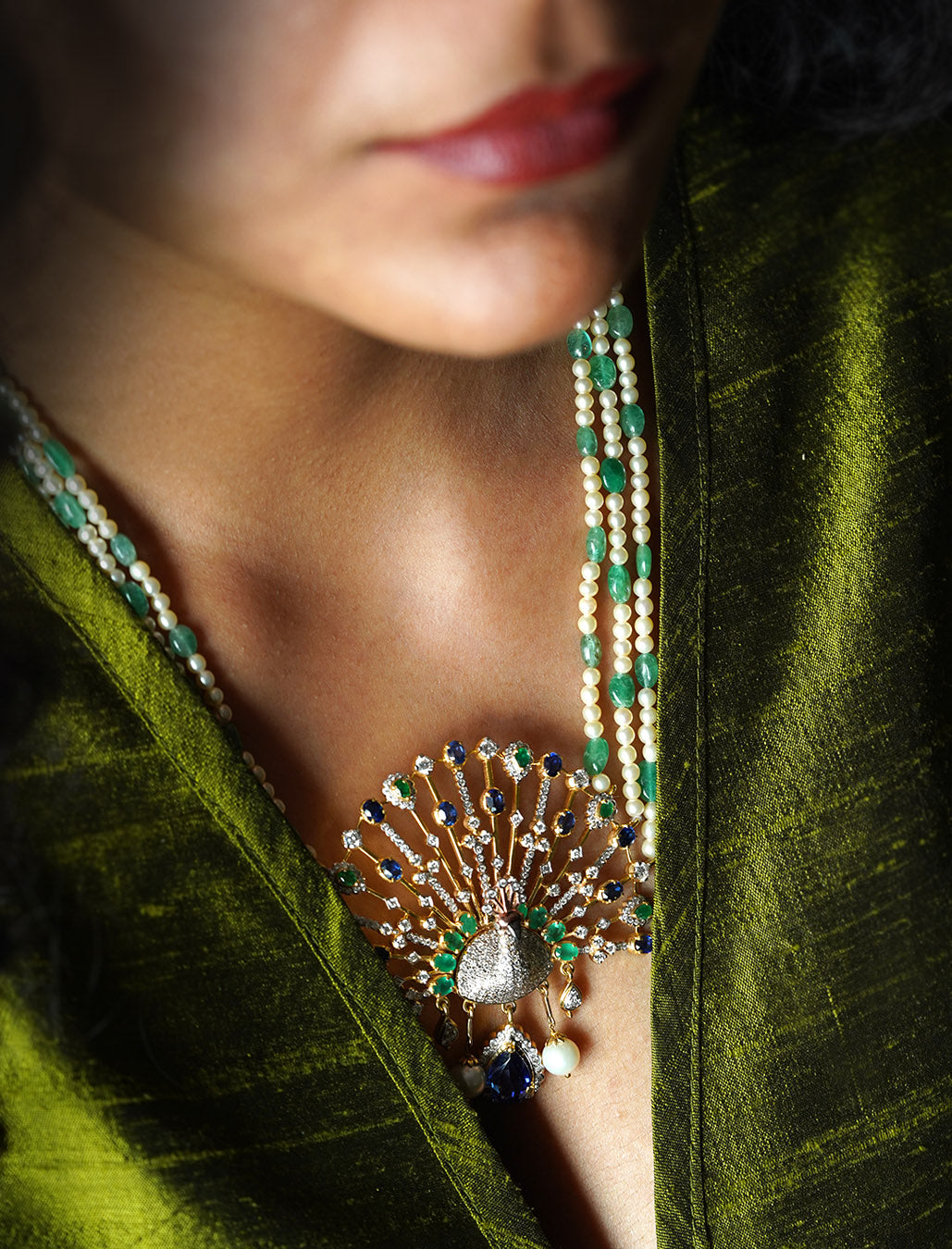 diamond peacock necklace