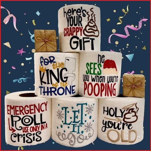 Embroidered Toilet Paper, Funny Gag Gift, White Elephant Exchange, Secret Santa Gift