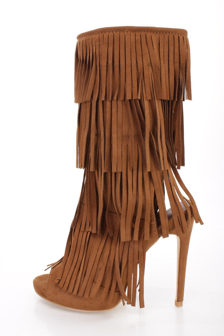 tan fringe heels