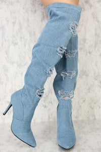 baby blue thigh high boots