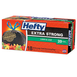 Hefty E87038 Extra Strong Lawn & Leaf Drawstring Bags, Black, 39-Gallo –  Toolbox Supply
