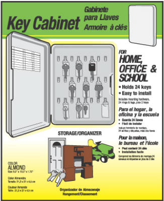 Hy-Ko KO301 Plastic Non-Locking Key Cabinet with 24 Rings & Tags, Almond