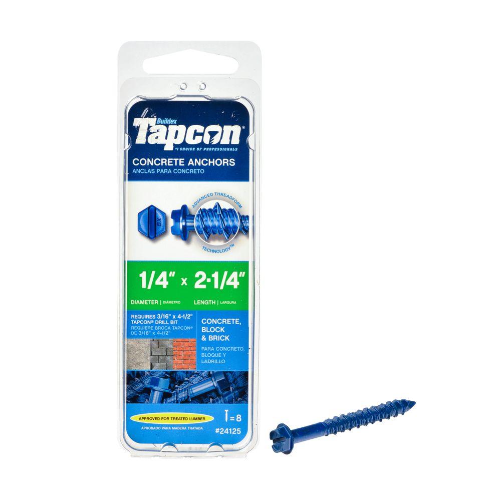 Tapcon® 24125 HexWasherHead Concrete Anchors, 1/4" x 21