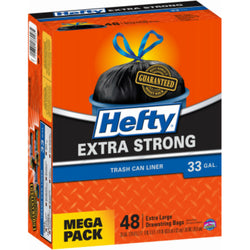 Hefty 42-Gallon 3-Mil Contractor Trash Bag, Black, 32-count