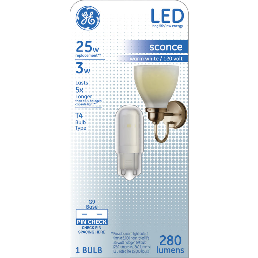 Ge Lighting Frosted G9 Base T4 Led Sconce Light Bulb Warm White Toolboxsupply Com
