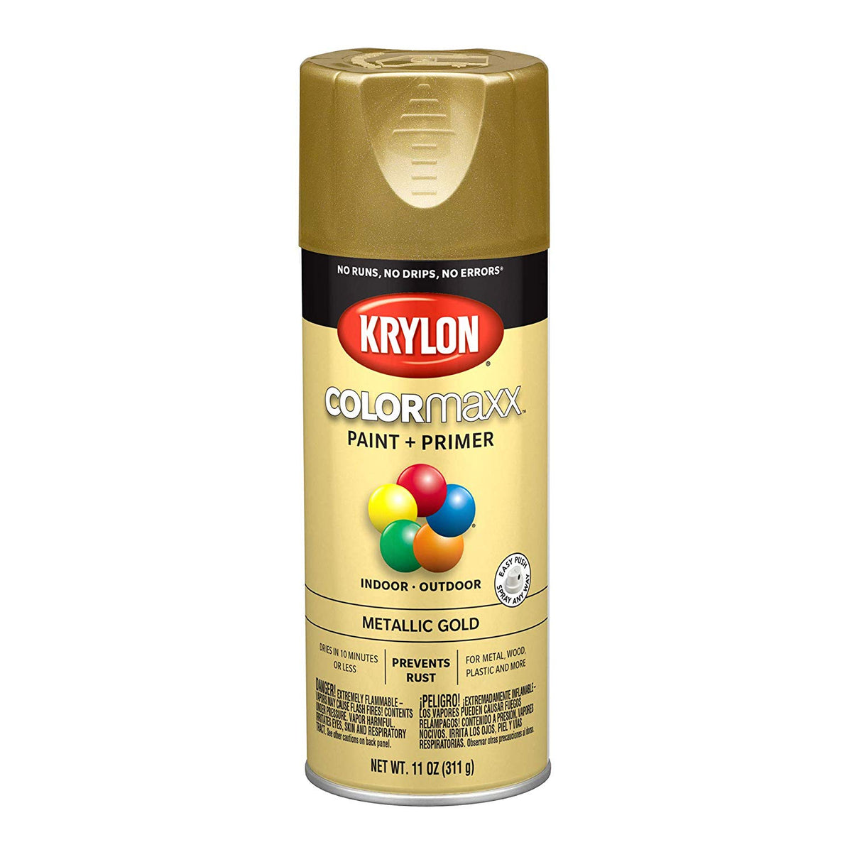 Krylon K05588007 COLORmaxx Paint+Primer Spray, Metallic Gold, 12 Oz ...