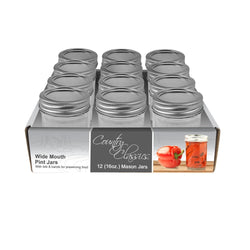 Homepointe Canning Jars, Glass, Wide Mouth, Pint, 12-Pk.