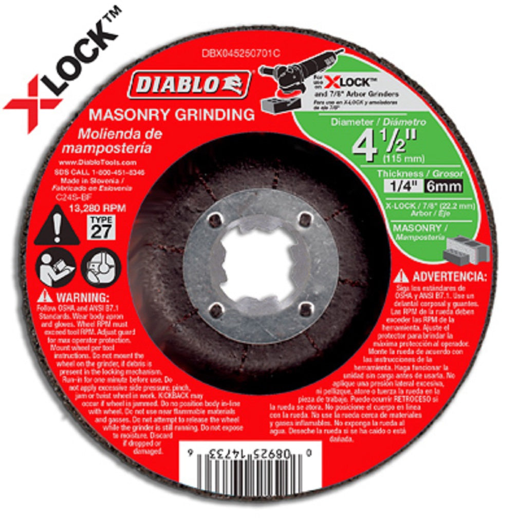 Diablo Dbx045250701c X Lock Masonry Grinding Disc 4 5 Inch X 1 4 Inch Toolboxsupply Com