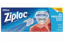 Ziploc Brand Slider Freezer Bags with Power Shield Technology, Quart, 34  Count