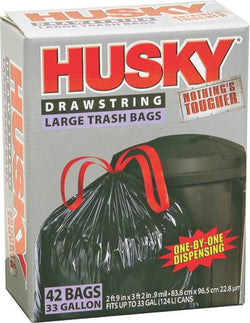 Husky HK13DS120C-P Kitchen Trash Bag, 13 gal Capacity, Polyethylene, Clear