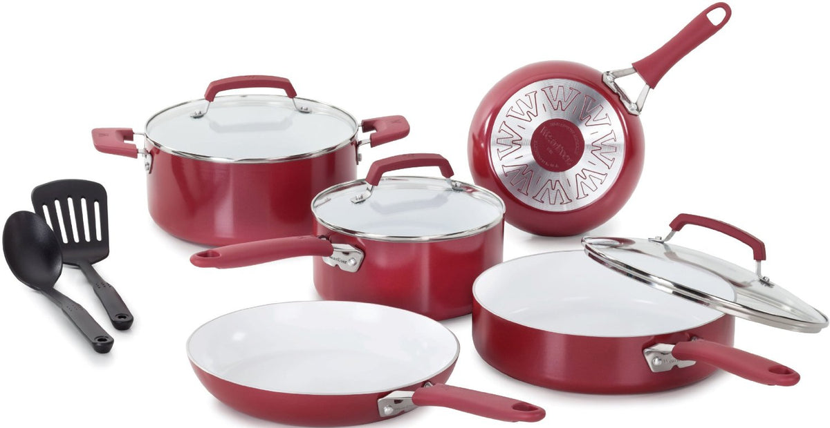 WearEver Cook and Strain 10-Piece Stainless Steel Cookware Set