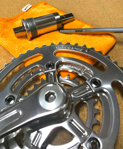 Velo Orange Silver Triple Crankset with bottom bracket