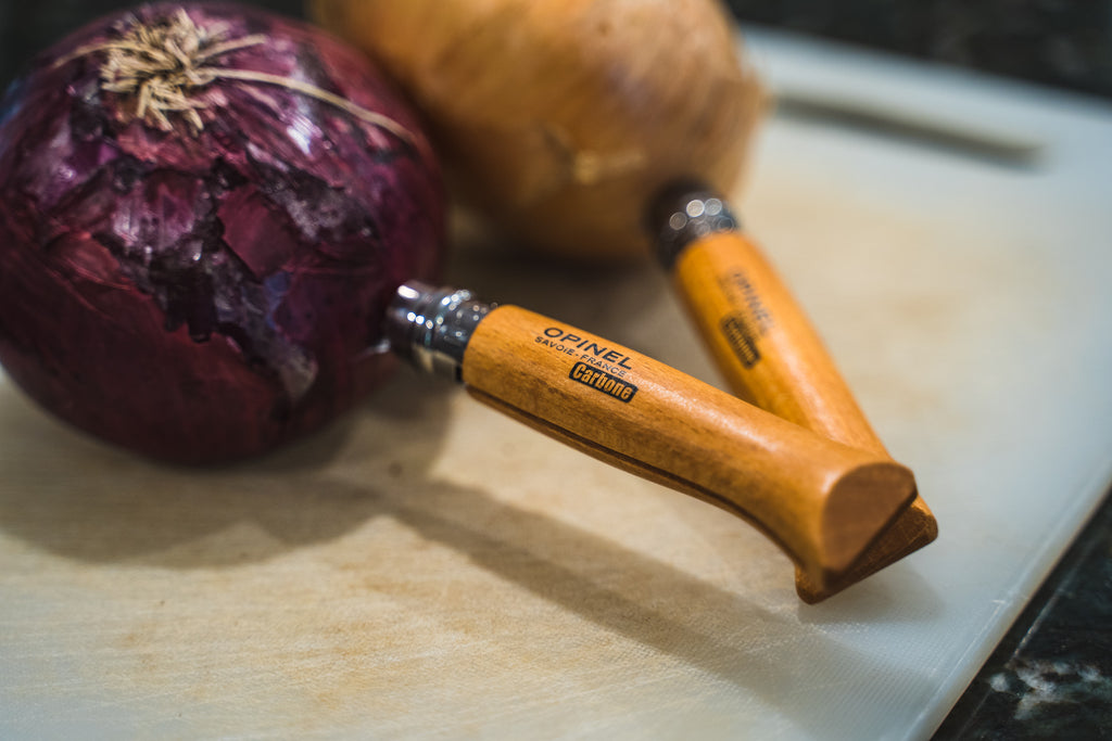 Opinel Carbon Knife with Patina from Onions