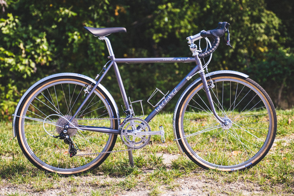 velo orange campeur frame sensah empire 2x11 restomod silver polished fenders mudguards