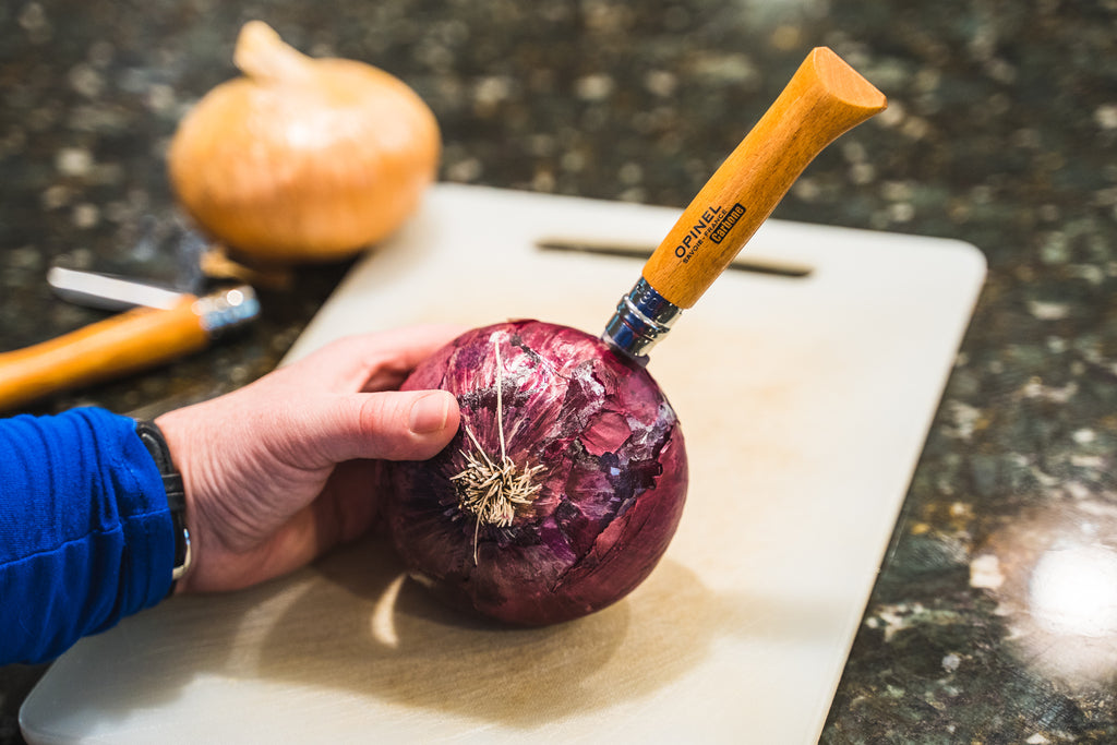 Opinel Carbon Knife with Patina from Onions