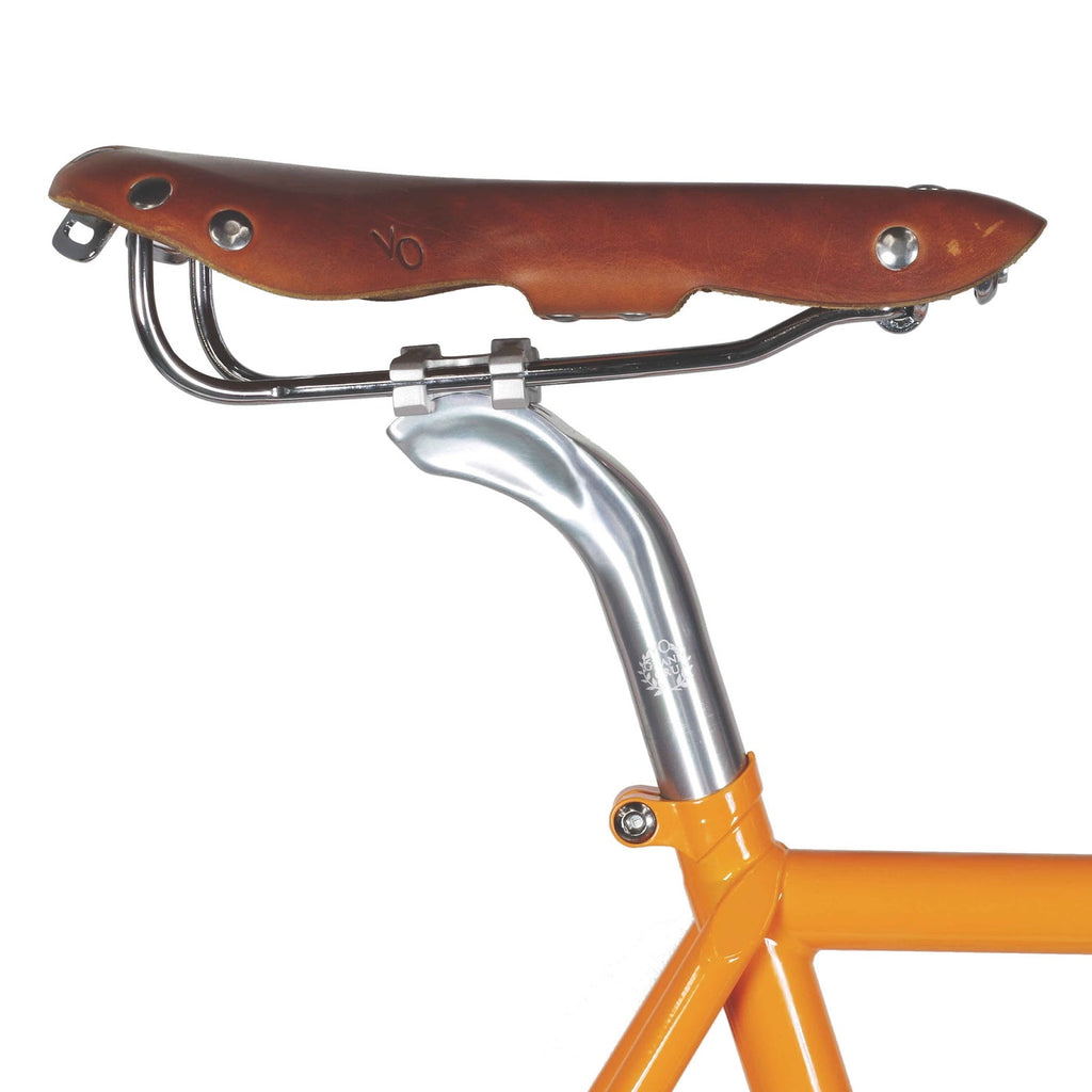 Velo Orange Long setback seatpost with leather saddle