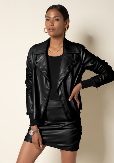 GG leather jacket in black