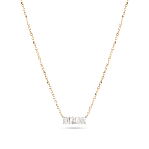 10K White Gold Small Baguette Diamond Necklace