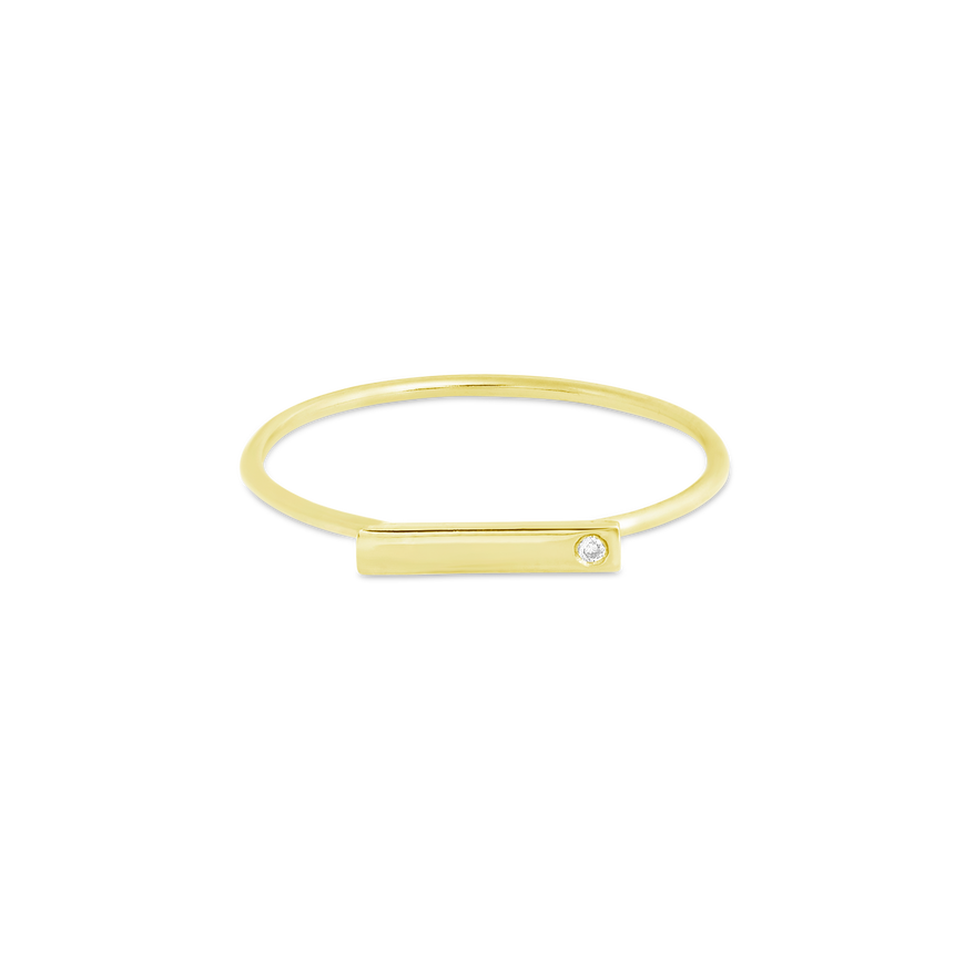 Horizontal Bar Ring with Diamond – STONE AND STRAND