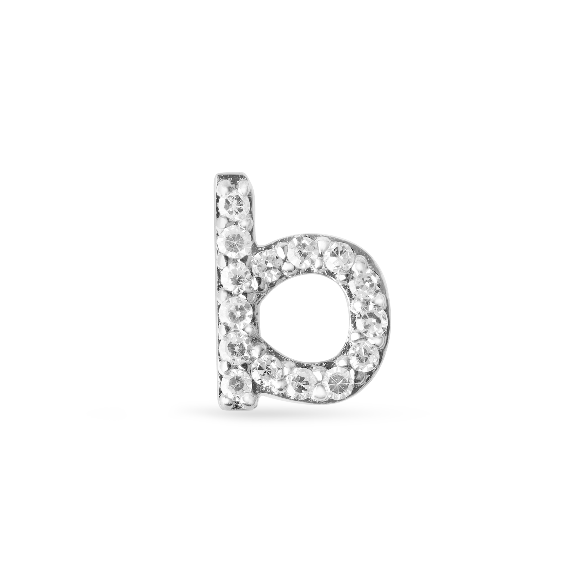 Sterling Silver Letters Single Micro Pave Diamond Bracelet (Silver Diamond L Initial Bracelet 7+1)